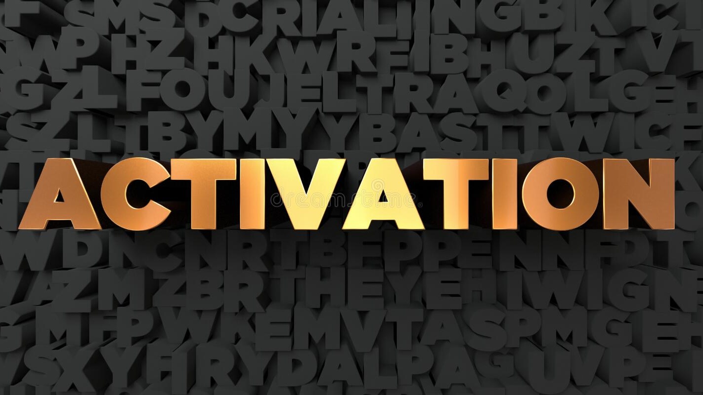 activation gold text black background d rendered royalty free stock picture image can be used online website banner 87915637 uai